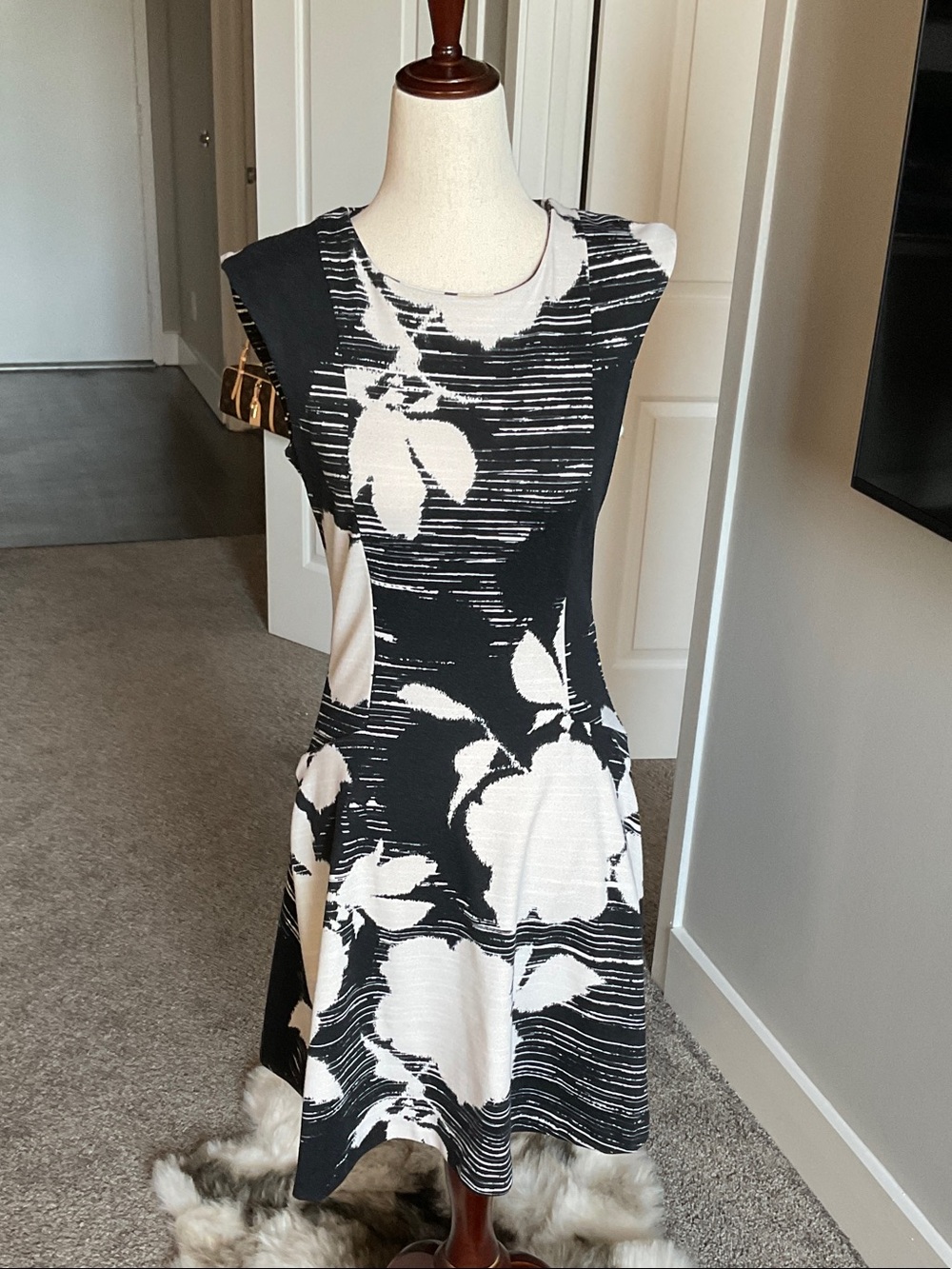 Apt. 9 Black and White Floral Mini Dress